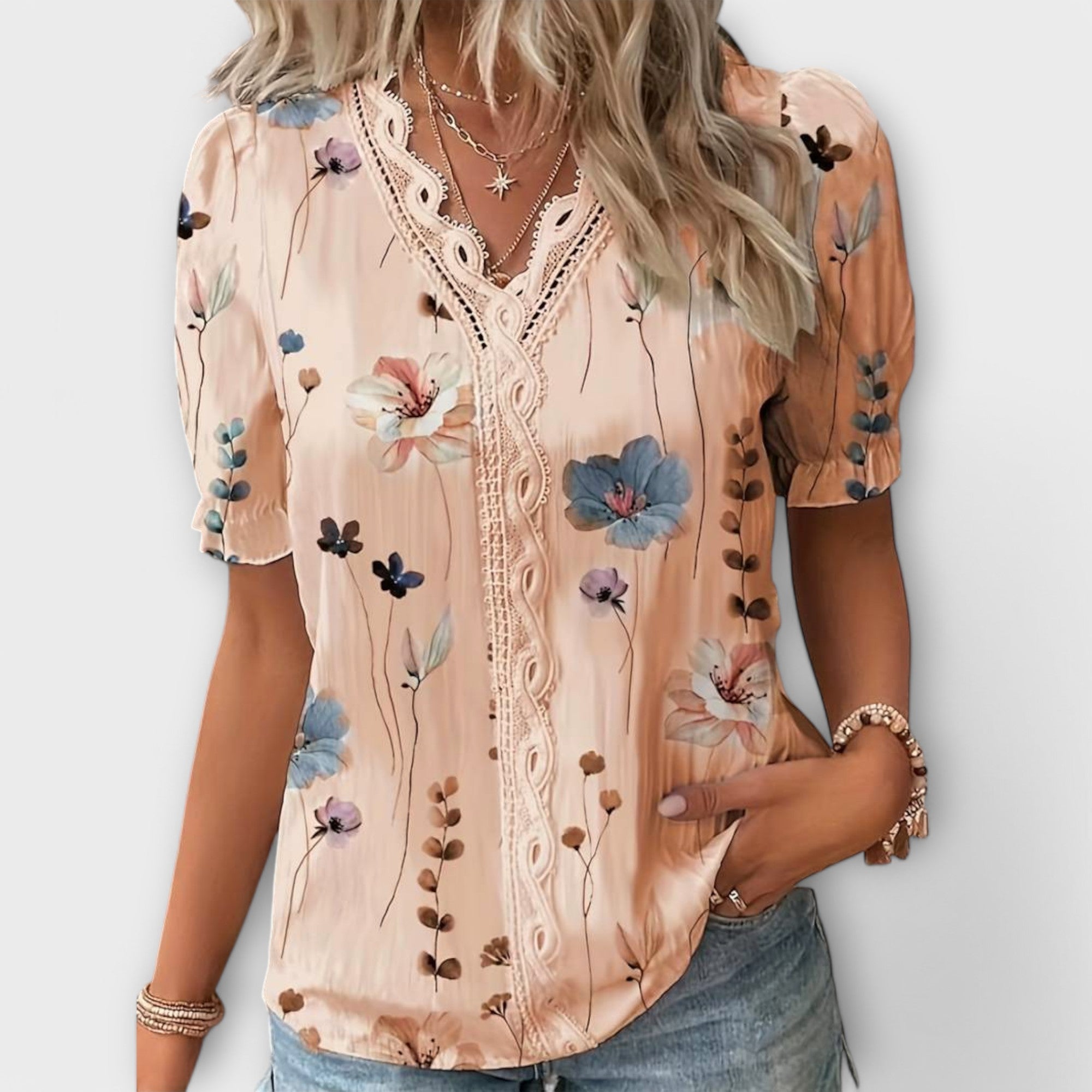 Emília - Bluse mit V-Ausschnitt