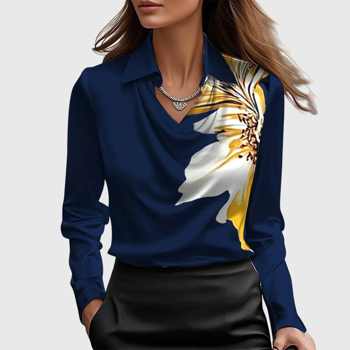Sylvie | Blusa de Lujo con Escote Plisado