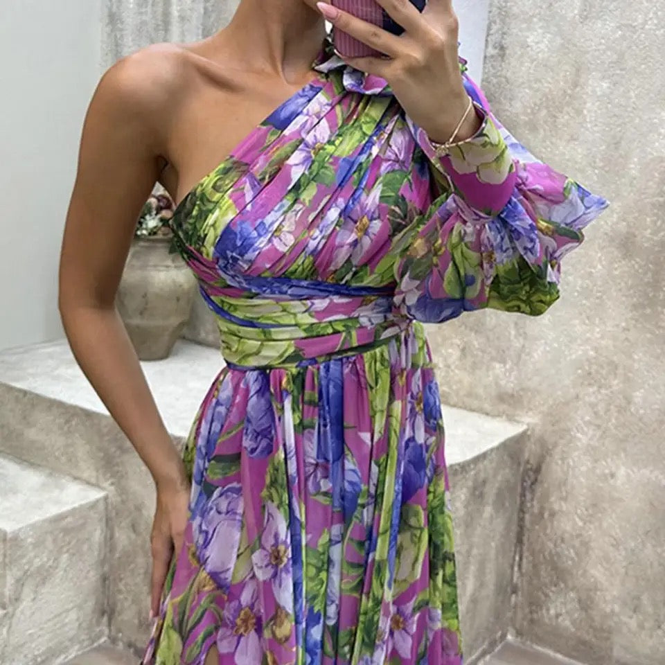 Lila - Vestido de un solo hombro