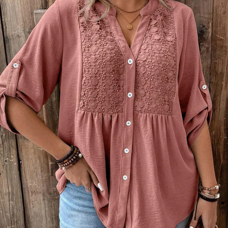 Noor – Blusa con escote en V y botones