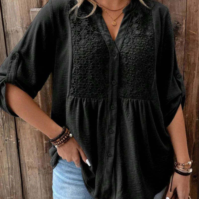 Noor – Blusa con escote en V y botones