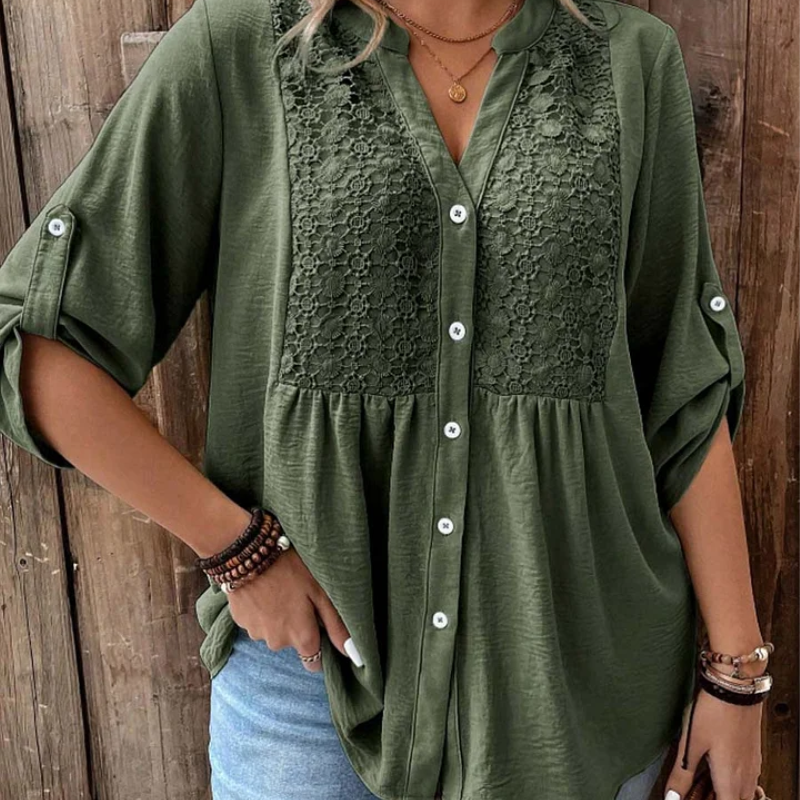 Noor – Blusa con escote en V y botones