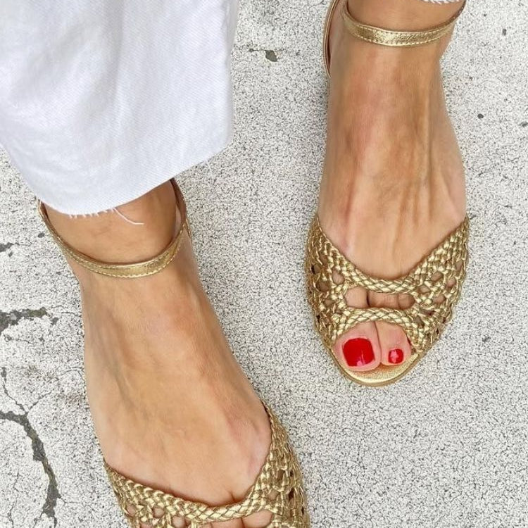 Isadora | Sandalias Tejidas Doradas