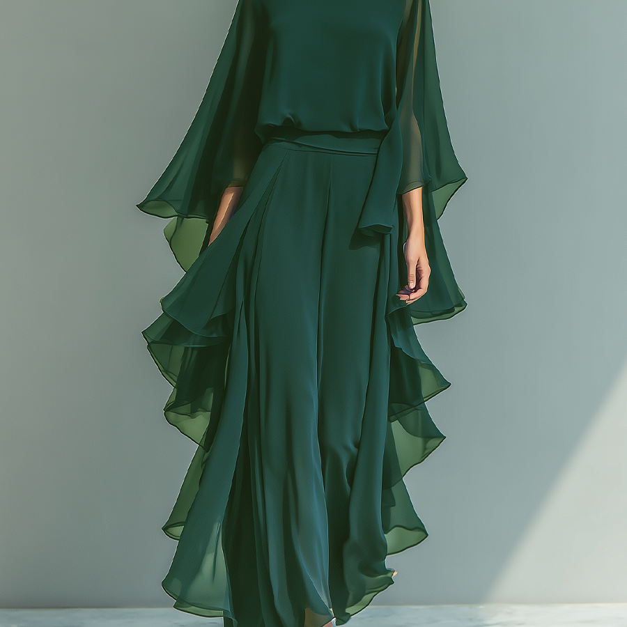 Celeste - Conjunto de chiffon elegante