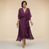 Monica – Vestido de chiffon con escote en V