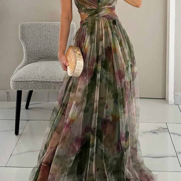 Giselle - Vestido largo para mujeres con hermoso estampado floral