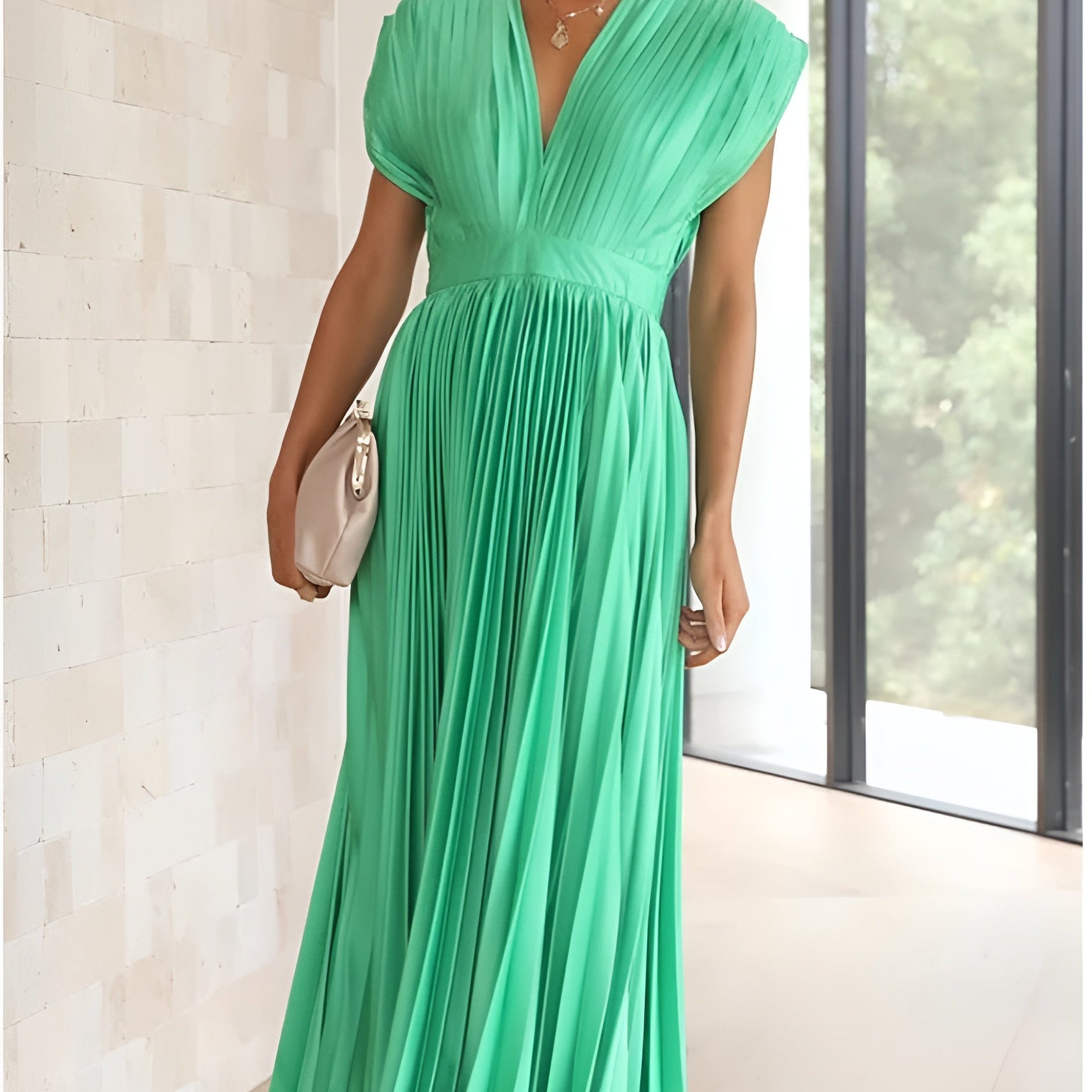 Selina | Ärmelloses Kleid mit Falten und Reißverschluss