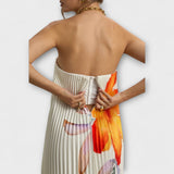 Mišel - Vestido máximo con corazón en estampado floral naranja