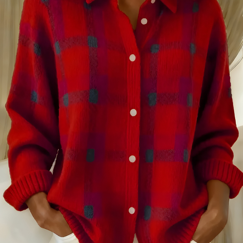 Annaise | Mekani pleteni kardigan na karo dezen