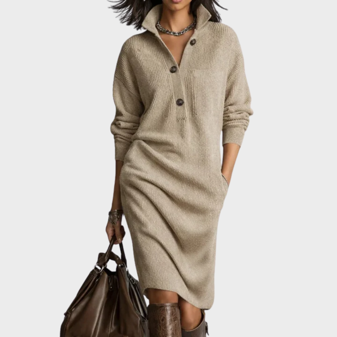 Nancy | Elegante Vestido de Invierno con Botones