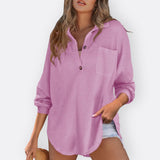 Inês - Leichte Tunika-Bluse mit V-Ausschnitt und Knöpfen