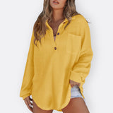 Inês - Leichte Tunika-Bluse mit V-Ausschnitt und Knöpfen