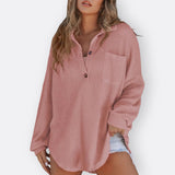 Inês - Leichte Tunika-Bluse mit V-Ausschnitt und Knöpfen