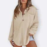 Inês - Leichte Tunika-Bluse mit V-Ausschnitt und Knöpfen