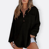 Inês - Leichte Tunika-Bluse mit V-Ausschnitt und Knöpfen