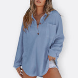 Inês - Leichte Tunika-Bluse mit V-Ausschnitt und Knöpfen