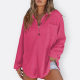 Inês - Leichte Tunika-Bluse mit V-Ausschnitt und Knöpfen