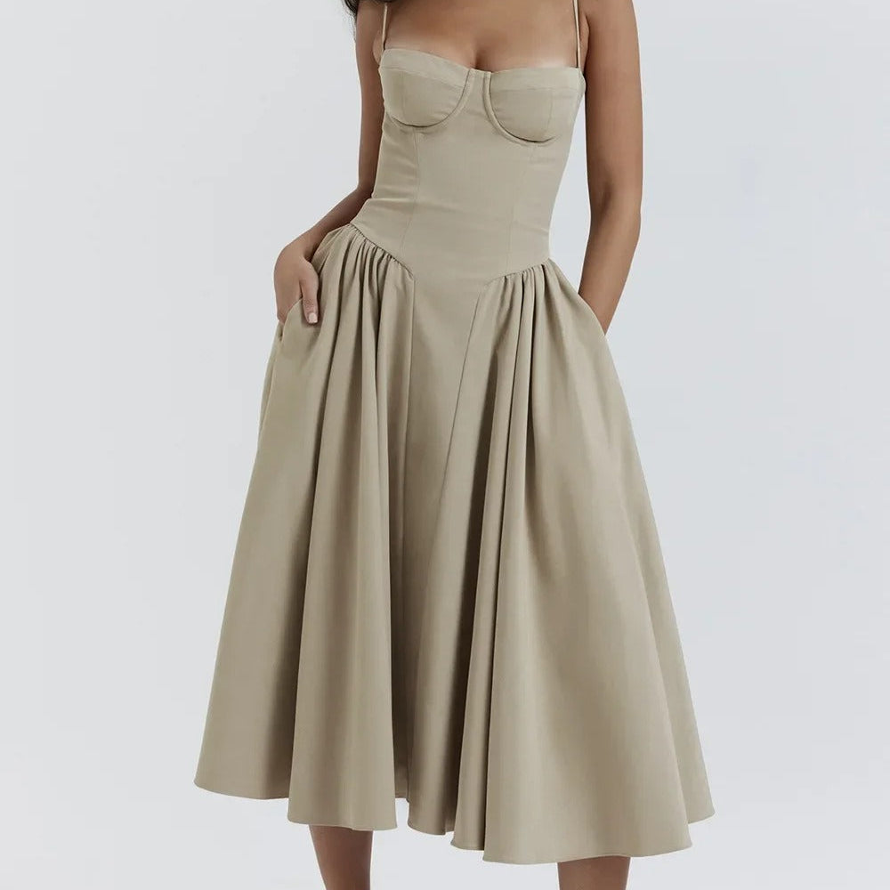 Sigrid | Trägerloses Midi-Kleid
