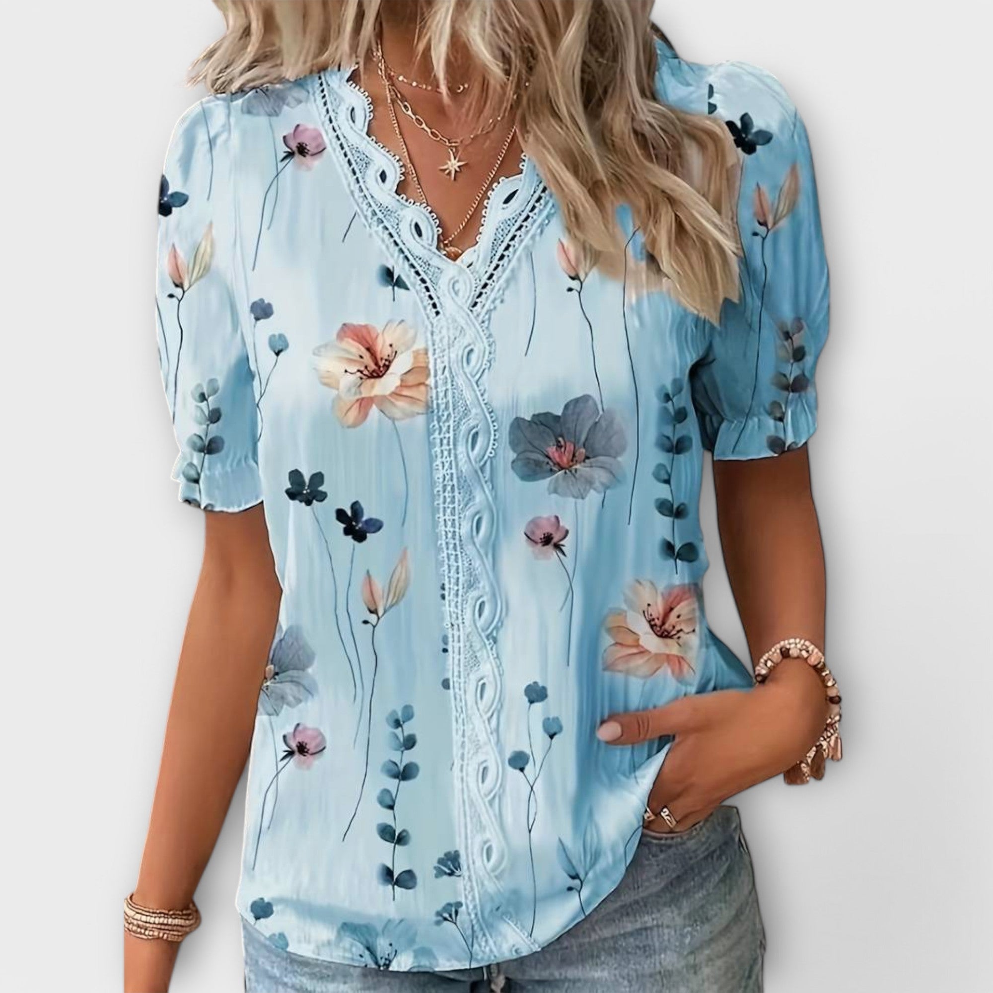 Emília - Bluse mit V-Ausschnitt