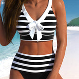 Laluna® | Hoch geschnittener Bikini mit Streifen