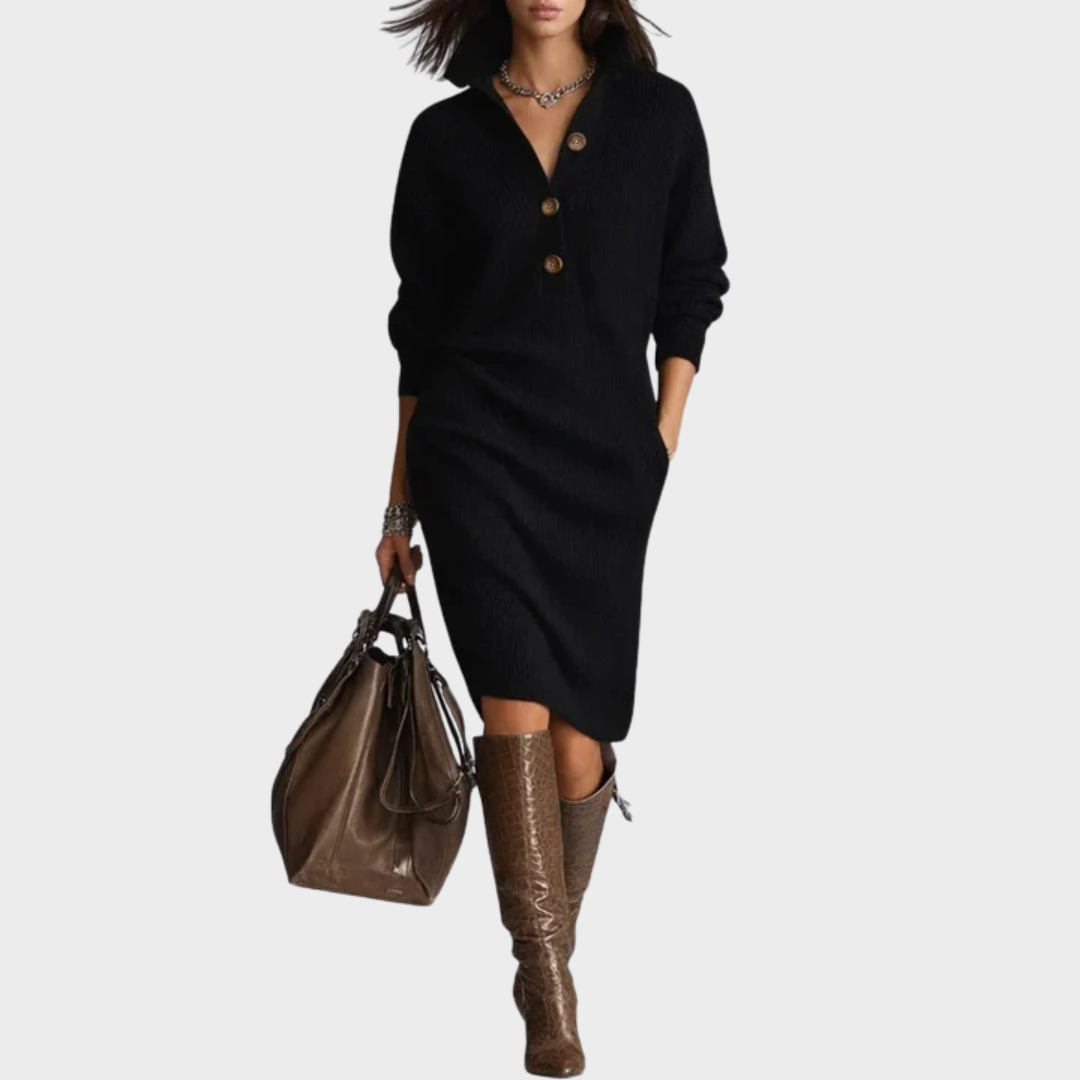 Nancy | Elegante Vestido de Invierno con Botones