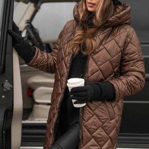 Amber | Elegantna jakna sa kapuljačom od perja