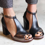 Nadaria - Schwarze Sandalen mit hohen Absätzen und offener Zehenpartie im Patchwork-Stil