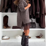 Ležerni dvodelni set sa čipkom i rolka-kragnom