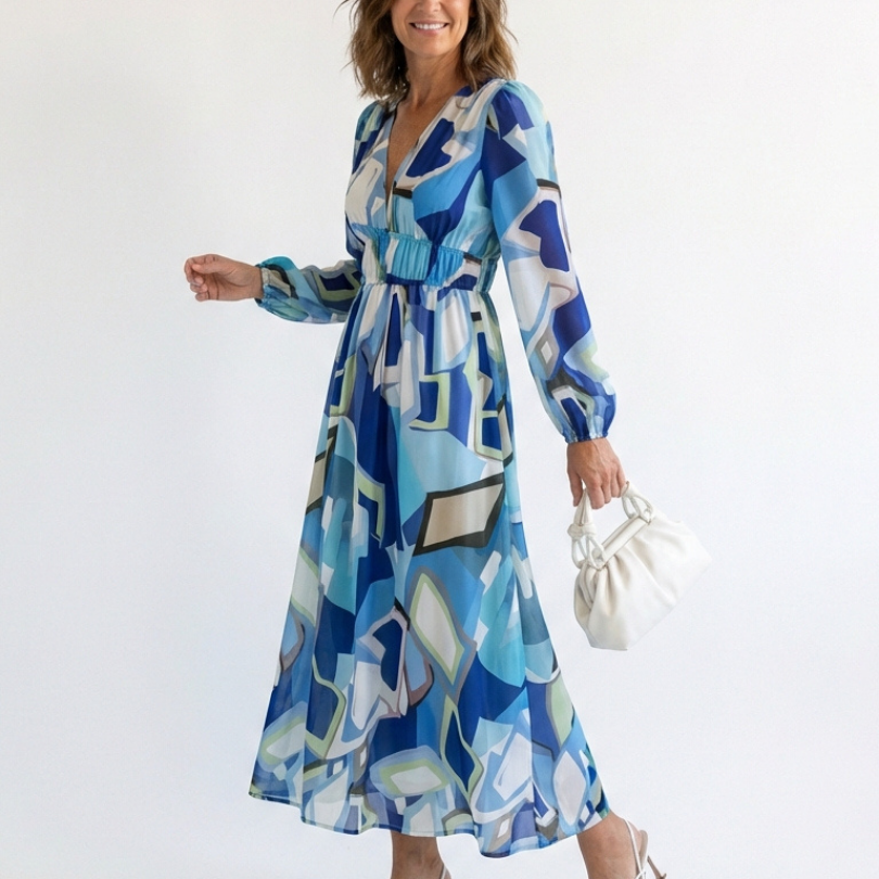 Camille | Maxikleid mit langen Ärmeln und Blumenmuster