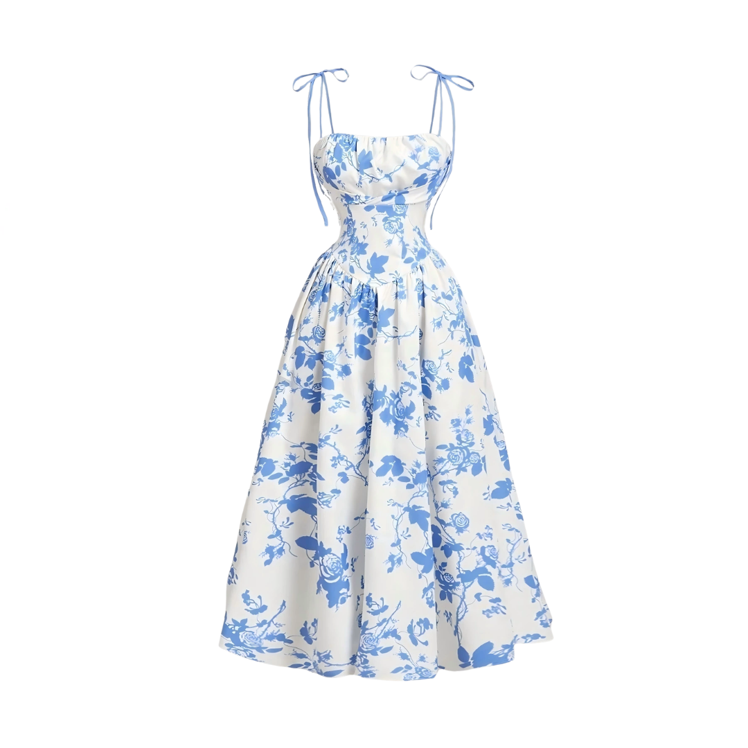 ROSALIE – Vestido de cami floral francés con ataduras en los hombros