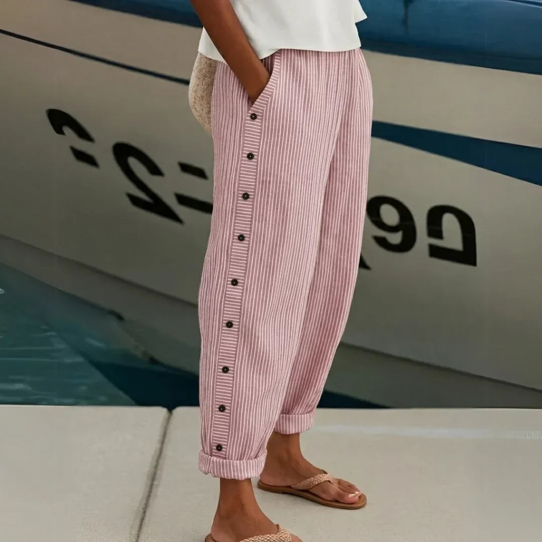 Cybèle | Pantalones elegantes con botones y rayas