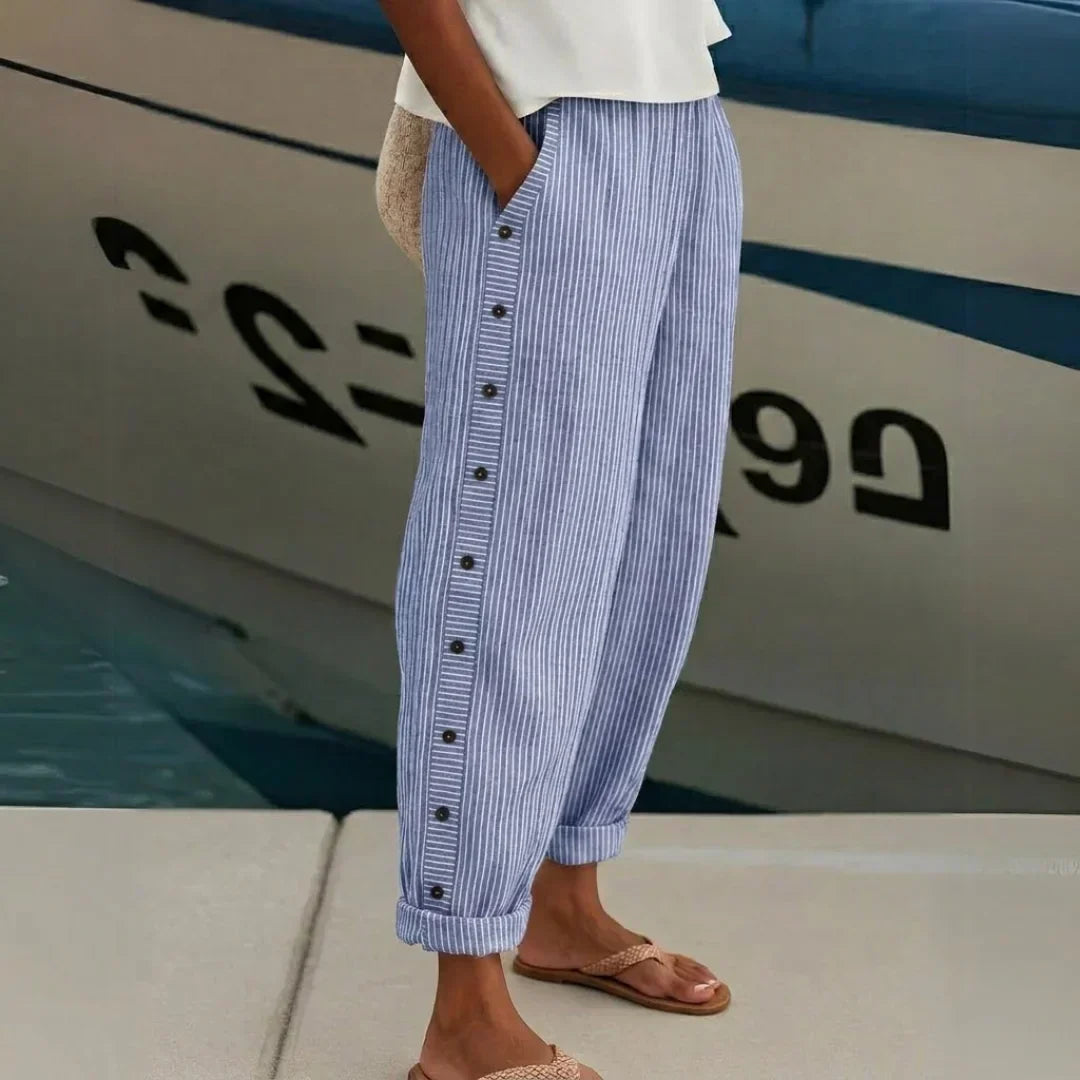 Cybèle | Pantalones elegantes con botones y rayas