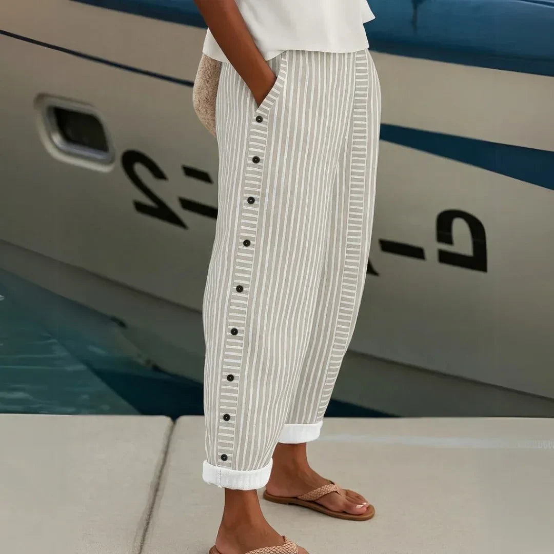 Cybèle | Pantalones elegantes con botones y rayas