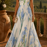 Soraja - Vestido largo con plisados y estampado floral