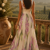 Soraja - Vestido largo con plisados y estampado floral