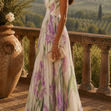 Soraja - Vestido largo con plisados y estampado floral
