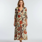 Élise | Midikleid mit langen Ärmeln und floralem Muster