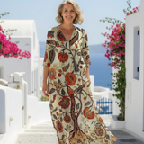 Élise | Midikleid mit langen Ärmeln und floralem Muster