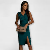 Desi - Vestido con Escote en V y Fenda