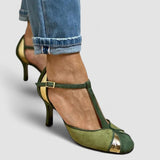 Taviana - Patchwork-Pumps mit T-Riemen und geschlossener Spitze
