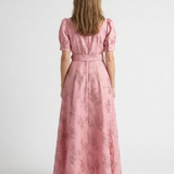 Amélie | Maxikleid mit kurzen Ärmeln und Blumen-Gürtel