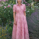 Amélie | Maxikleid mit kurzen Ärmeln und Blumen-Gürtel