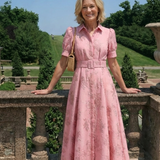 Amélie | Maxikleid mit kurzen Ärmeln und Blumen-Gürtel