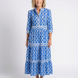 Pauline | Midi-Kleid mit Dreiviertelärmeln und Kettenmuster