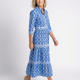 Pauline | Midi-Kleid mit Dreiviertelärmeln und Kettenmuster