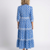 Pauline | Midi-Kleid mit Dreiviertelärmeln und Kettenmuster