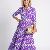 Pauline | Midi-Kleid mit Dreiviertelärmeln und Kettenmuster