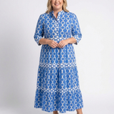 Pauline | Midi-Kleid mit Dreiviertelärmeln und Kettenmuster