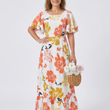 Nathalie | Maxikleid mit kurzen Ärmeln und Rundhalsausschnitt