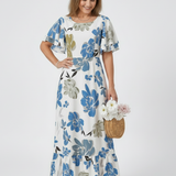 Nathalie | Maxikleid mit kurzen Ärmeln und Rundhalsausschnitt
